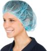 Disposable Hair Caps 24". Pack of 100 Blue Bouffant Caps Polypropylene Disposable Hair Net Fabric Elastic Bands; Medical Hair Nets for Tattoo; Food; S