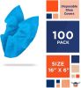 Disposable Shoe Covers 16" x 6". Pack of 100 Blue Boot Covering. Polyethylene Shoe Booties. Waterproof Shoes Protectors. 50 Pairs of Thick Covers for