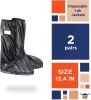 Tall Waterproof Shoe Covers for rain 2 Pairs of Black XX-Large Reusable Walking Boot Covers with Rubber Sole. Nonslip PVC Outdoor Overshoes. Pack of 4