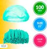 Pack of 100 Teal Mob Caps 21' Hair Caps with Elastic Stretch Band Disposable Polypropylene Hair Cover Caps Unisex Hair Covers for Food Service Breatha