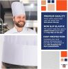 White Chef Hats; 12" Tall. Pack of 10 Viscose Hair Covers with Pleats. Disposable Non-Woven Lightweight Pleated Head Caps for Kitchen; Fast Food Servi