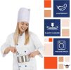 White Chef Hats; 12" Tall. Pack of 10 Viscose Hair Covers with Pleats. Disposable Non-Woven Lightweight Pleated Head Caps for Kitchen; Fast Food Servi