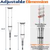 1 Pair Forearm Crutches, Universal Aluminum Non-Slip Crutches with Adjustable Height and Turning Arm Cuffs